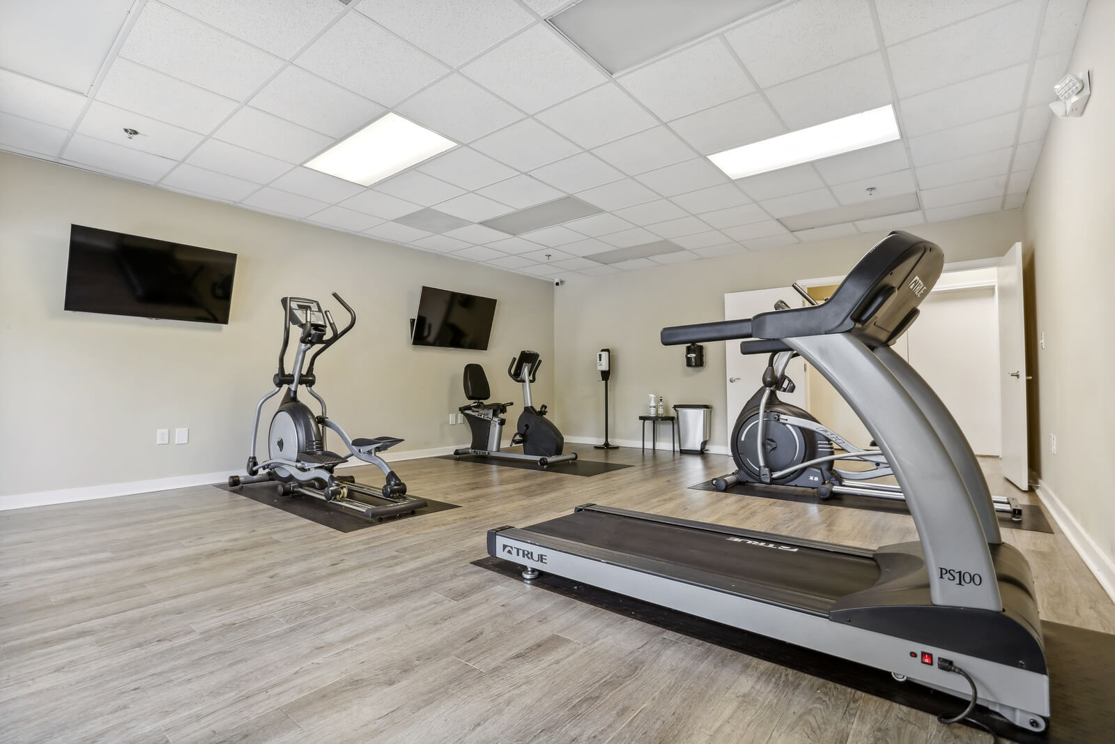 modern workout equipment in fitness center