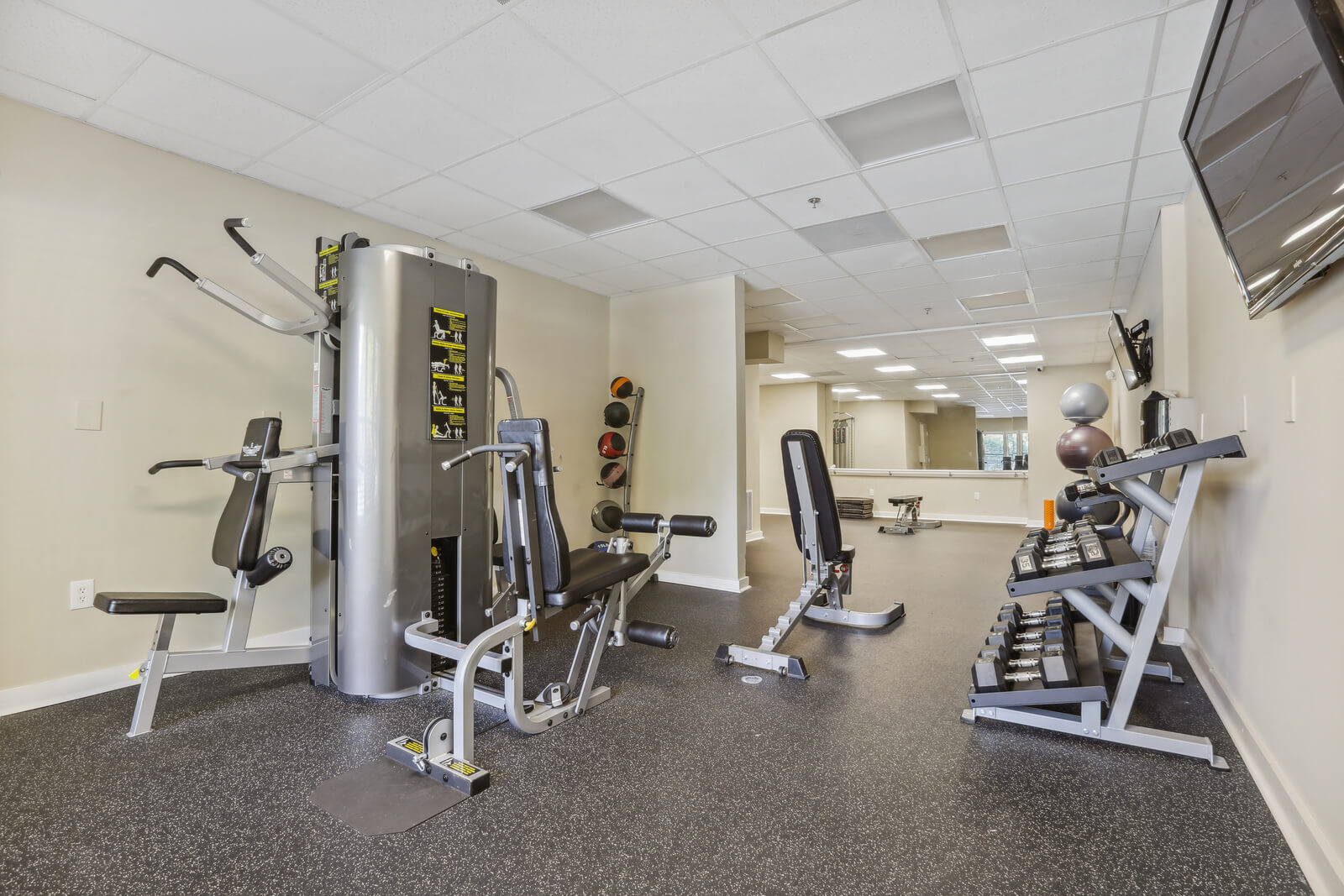 modern workout equipment in fitness center
