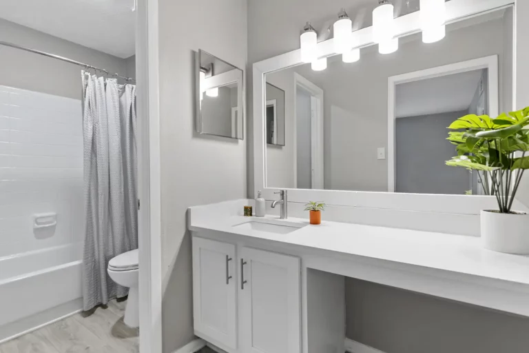 model bathroom with upgraded countertop
